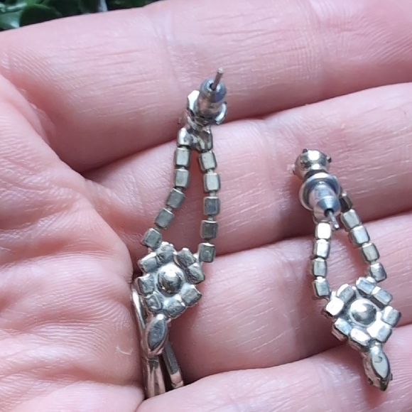 Elegant Silver and Drop Earrings with AB Crystals - Picture 6 of 9